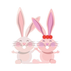 cute rabbits couple easter animals characters