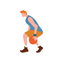 Basketball player dribble the ball Flat illustration vector