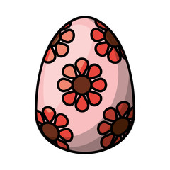 easter egg painted with flowers flat style