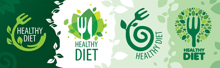 Vector set of icons on the theme of healthy food - 324129160