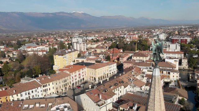 Cityscape Oldtown Sacile view to Alps