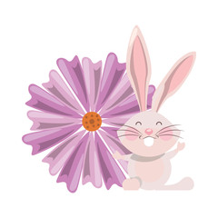 cute rabbit easter with flower petals