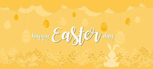 Easter day illustration in yellow background 