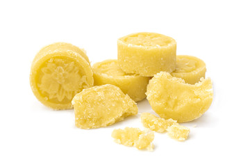 Delicious Mung bean or Green bean cake Thai dessert isolated on white background.