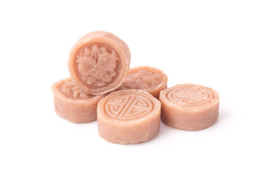 Delicious Mashed Taro Cakes, Thai dessert isolated on white background.