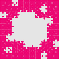 Vector background pink piece puzzle frame jigsaw