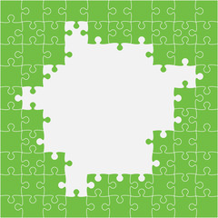 Vector background green piece puzzle frame jigsaw
