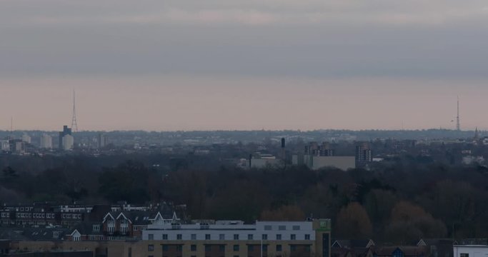 Hounslow, UK - January 10 2020: View looking across south-west London from Brentford towards Crystal Palace