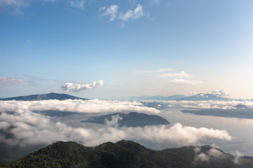 日本・北海道東部、津別峠から見た8月の阿寒摩周国立公園