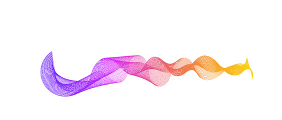 Lines and waves forming a network. Gradient in shades of neon pink and yellow on Transparent Background.