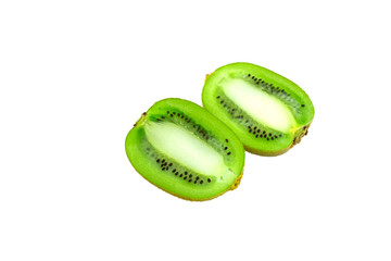 Kiwi in a cut along. two half kiwi. isolate on white background