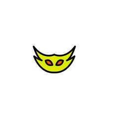 Carnival mask filled line icon, thin line vector sign, linear style pictogram isolated on white. Masquerade symbol, logo illustration. Editable stroke on white background