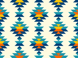 Fotobehang Boho stijl Boho Azteekse verticale diamanten rijen kleurrijk patroon