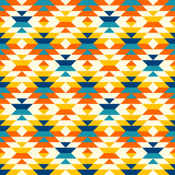 Bohemian aztec large diamonds orange pattern