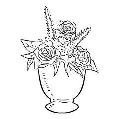 Vector Illustration Flower with vas line drawing