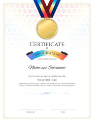 Certificate template in sport theme with border frame, Diploma design