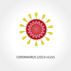 Coronavirus icon on white background. Novel coronavirus (2019-nCoV) icon. New 2019 and 2020 disease in Wuhan, China. Vector illustration suitable for any presentation and infographic designs.