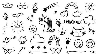 Hand drawn doodle vector set. © TWINS DESIGN STUDIO