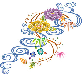 紅型イメージイラスト　牡丹