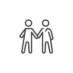 Business people handshake line icon. linear style sign for mobile concept and web design. Partnership deal outline vector icon. Symbol, logo illustration. Vector graphics