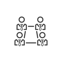 Business people connection line icon. linear style sign for mobile concept and web design. Business Communication outline vector icon. Collaboration symbol, logo illustration. Vector graphics