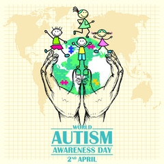 illustration,banner or poster of World autism awareness day. - Vector