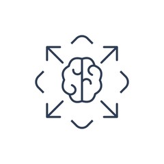 Go beyond the frame standard thinking.Initiative, creative process.Vector linear icon isolated on white background.