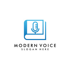 voice podcast logo design template vector illustration