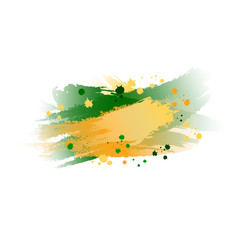 green yellow and orange blur. watercolor brush stroke. color splash. abstract blot. vector background. design element for greeting card, T-shirt, banner, invitation, postcard, vignette, flyer