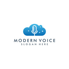 voice podcast logo design template vector illustration