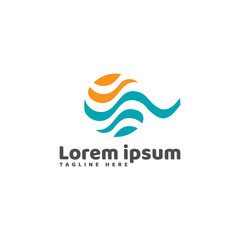 Water Flow with W Letter Abstract Logo Vector Icon Illustration