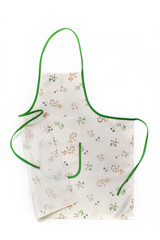 apron on a white background. apron with a green print
