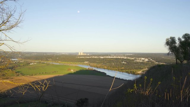 Abrantes landscape view at sunset from the castle, in Portugal