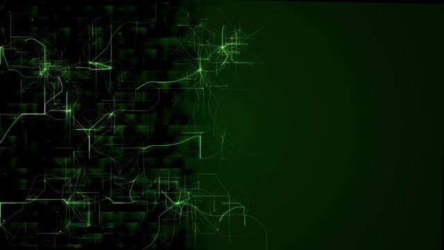 Animation of green technology network. Network lines connecting as abstract background concept of multimedia data streams.