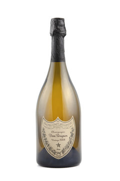 Bottle of Champagne Dom Perignon Vintage 2008 on white background