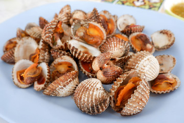 Grilled Cockle or Anadara granosa in the plate.