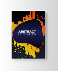 Modern abstract vector banners. Ink style poster shapes of gradient colors on black background.