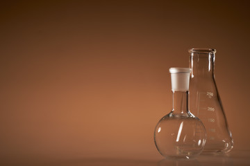 Chemical vessels. Glass flasks. Laboratory utensil.