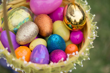 All the loot from a competitive Easter egg hunt.