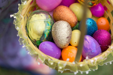 All the loot from a competitive Easter egg hunt.