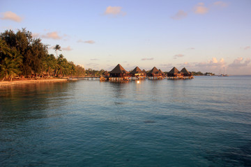 Hotel Kia Ora Rangiroa Overwater Bungalow French Polynesia sunset