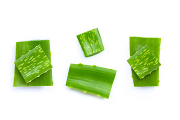 Aloe vera sliced isolated on white.