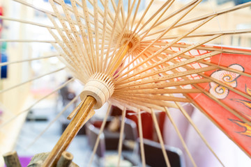 asian umbrella detail handmade decorated close up