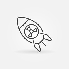 Atomic bomb or nuke vector concept outline icon or design element