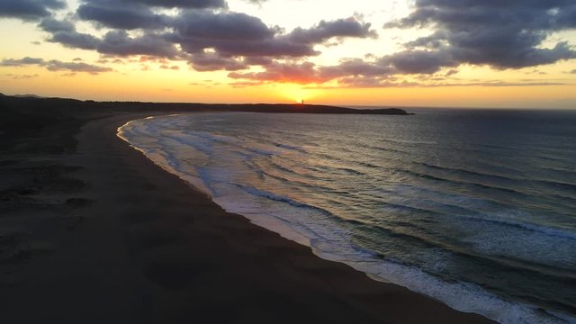 Beautiful Sunset at Valdovino, aerial pan right view.