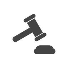 Auction hammer vector icon. Court tribunal flat icon