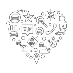 VIP Taxi Heart vector concept linear simple illustration