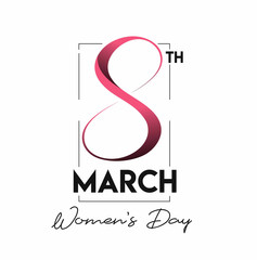 8 march Happy Women's Day Typography Text. Vector Illustration