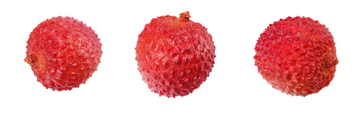 one fresh lychee isolated on white background. macro