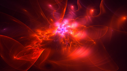 3D rendering abstract red fractal light background